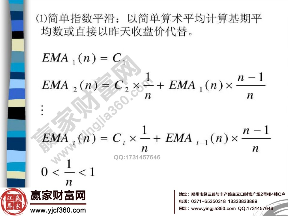 簡單的指數(shù)平滑均線